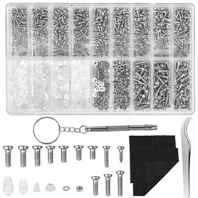 Kit de Réparation de Lunettes 1000PCS Micro Vis Kit de Réparation Vis avec Brucelles Multifonctionnel Tournevis Différentes Tail