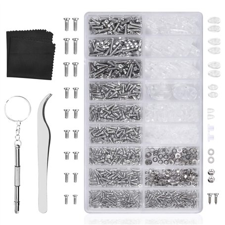 Mikihat 1000 Pièces Kit de Réparation de Lunettes avec Mini Tournevis