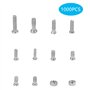 Coffret de 1000 pcs Assortiment Vis écrous Kit de Réparation de Lunettes Petites Vis et écrous avec Tournevis et Pince à épiler 