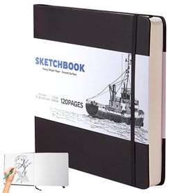 WANDGU Carnet de croquis - 20 x 20 cm - Bloc à dessin - Papier à croquis - Papier à croquis pour dessin - Papier épais de 200 g/