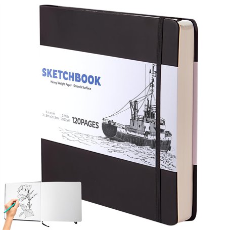 WANDGU Carnet de croquis - 20 x 20 cm - Bloc à dessin - Papier à croquis - Papier à croquis pour dessin - Papier épais de 200 g/