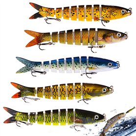 LEKEFETO Lot de 5 leurres de pêche avec 2 hameçons triples et boîte de rangement - Pour la pêche en eau douce et en eau de mer -