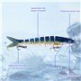 LEKEFETO Lot de 5 leurres de pêche avec 2 hameçons triples et boîte de rangement - Pour la pêche en eau douce et en eau de mer -