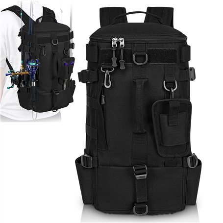 WIYETY Sac à dos de pêche avec support pour canne à pêche