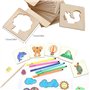 WANDGU Pochoirs à dessin pour enfants : 60 pochoirs en bois de 8 x 8 cm - Pochoirs à dessin en bois - Pochoirs à dessin pour enf