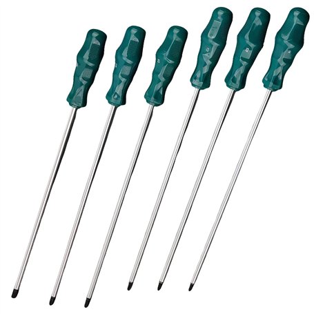 LEKEFETO Lot de 6 tournevis Torx extra longs (300 mm) en acier S2 avec pointe magnétique et poignées antidérapantes pour artisan