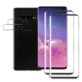 2 Pièces Verre Trempé pour Samsung Galaxy S10 avec 2 Pièces Protection d'Objectif de Caméra