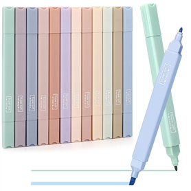 Miiepls Double Tête Surligneurs Pastel Esthétiques 12pcs