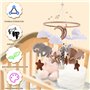 Collazoey Lit bébé mobile, carillon mobile pour bébé animaux de la forêt, pendentif mobile pour bébé éléphant girafe lion nuage,