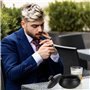 Collazoey cendrier extérieur, cendrier en céramique avec couvercle, céramique rétro noire, adapté à la maison, pour fumeurs,cend