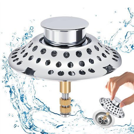 Auauraintt Bouchon de Baignoire 2 en 1 avec Filtre à Cheveux