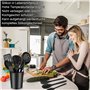 ROYOUZI 22Pcs Ustensiles de Cuisine, Silicone Ustensiles de Cuisine Kit sans BPA, Kit d'Ustensiles de Bois, avec Pot de Rangemen