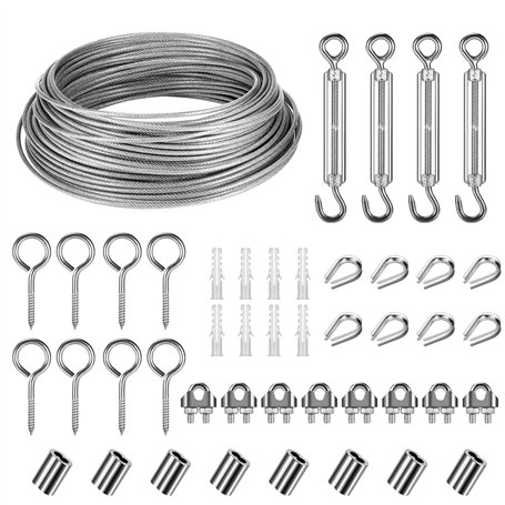 30m Corde en Acier Inoxydable à Suspendre Kit