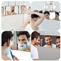 Miroir 360 Degrés Cheveux,Miroir 3 Faces avec Crochets, Pliable et Hauteur Réglable,Miroir pour Couper Les Cheveux Derrière,Port