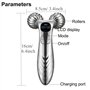 Rouleaux Massage Visage Anti Age, Appareil Masseur Facial EMS Anti Rides Electrique, Vibrations, 6 Vitesses