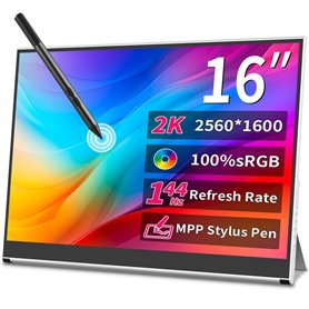 Magedok Écran Tactile Portable 16 Pouces 2K 144 Hz WQHD 100% Moniteur Portable HDR IPS Eye Care Game Display USB C Mini DP HDMI