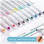 EooUooIP Stylos surligneur, 25 stylos fineliners à double tête assortis colorés, pointe biseautée, surligneurs minces, marqueur 