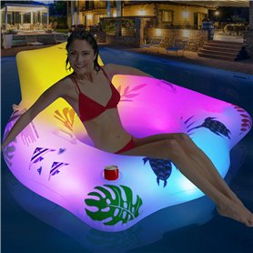 Lanblu Bouée Gonflable Piscine avec Lumière Changeante