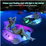 Lanblu Bouée Gonflable Piscine avec Lumière Changeante, Bouée Géante Piscine Énergie Solaire pour Adultes avec Porte-Boissons et