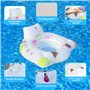 Lanblu Bouée Gonflable Piscine avec Lumière Changeante, Bouée Géante Piscine Énergie Solaire pour Adultes avec Porte-Boissons et