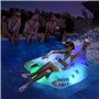 Lanblu Bouée Gonflable Piscine avec Lumière Changeante, Bouée Géante Piscine Énergie Solaire pour Adultes avec Porte-Boissons et