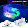 Lanblu Bouée Gonflable Piscine avec Lumière Changeante, Bouée Géante Piscine Énergie Solaire pour Adultes avec Porte-Boissons et