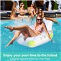 Lanblu Bouée Gonflable Piscine avec Lumière Changeante, Bouée Géante Piscine Énergie Solaire pour Adultes avec Porte-Boissons et