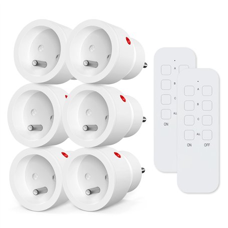 KYF Lot de 6 Prises 2300W avec 2 télécommandes intérieure (Power_Strip