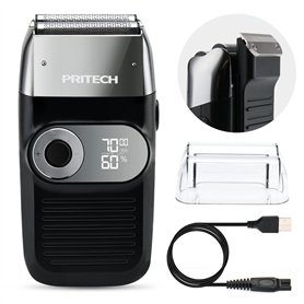 PRITECH Rasoir Électrique 2-en-1 pour Hommes – Rasoir à Lame Foil & Tondeuse Escamotable pour Barbe et Crâne
