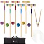Pointyard Ensemble de croquet pour 6 joueurs avec maillets en bois