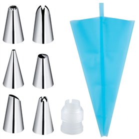 Douilles à Pâtisserie Acier Inoxydable DIY Kits pour Décoration de Gâteaux avec Poches à Douille Réutilisable pour Tarte