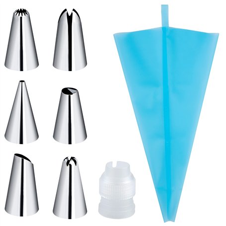 Douilles à Pâtisserie Acier Inoxydable DIY Kits pour Décoration de Gâteaux avec Poches à Douille Réutilisable pour Tarte