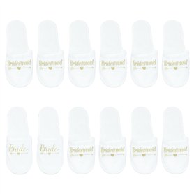 Sporgo Team Bride Pantoufles 6 paires : pantoufles pour mariage mariée demoiselle d'honneur Pantoufles de mariée Pantoufles de m