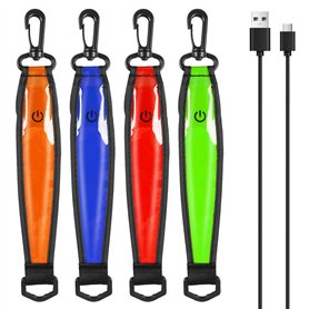 HOSPAOP Lot de 4 cartables à LED clignotantes pour enfant - Rechargeable par USB - Réflecteurs - Lumière réfléchissante - Pour c