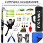 Kit de Canne à pêche télescopique, Canne à pêche mer en Fibre de Carbone avec Moulinet de pêche, Ensemble de Pêche Complet avec 