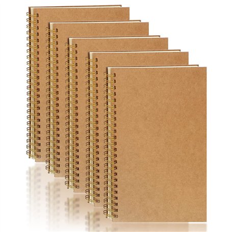 PALUDO Lot de 5 A5 Cahiers à Spirales Ligné Classique