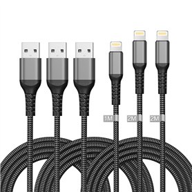 Câble iPhone 1M+2M+2M/Lot de 3[Certifié MFi]