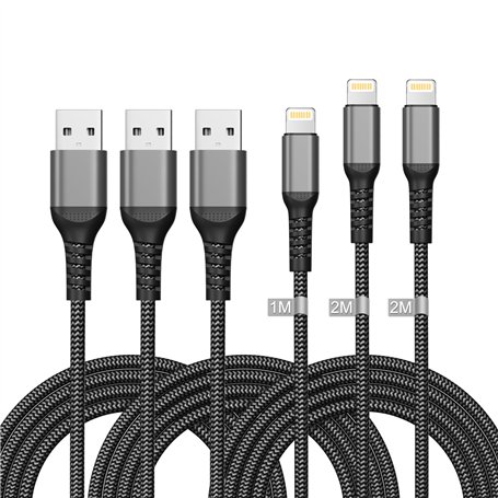Câble iPhone 1M+2M+2M/Lot de 3[Certifié MFi]