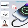 Câble iPhone 1M+2M+2M/Lot de 3[Certifié MFi], Câble Chargeur iPhone Cable Lightning USB Cordon iPhone Nylon Tressé Fil Chargeur 
