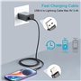 Câble iPhone 1M+2M+2M/Lot de 3[Certifié MFi], Câble Chargeur iPhone Cable Lightning USB Cordon iPhone Nylon Tressé Fil Chargeur 