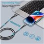 Câble iPhone 1M+2M+2M/Lot de 3[Certifié MFi], Câble Chargeur iPhone Cable Lightning USB Cordon iPhone Nylon Tressé Fil Chargeur 