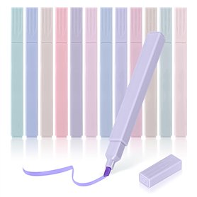 MumdoYAL Lot de 12 surligneurs esthétiques pastel - Pas de blanchiment - Séchage rapide - Facile à tenir - Pour journal