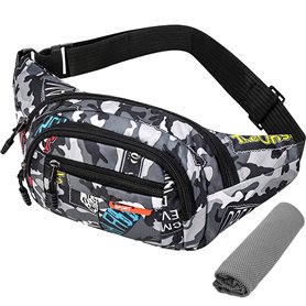 Waist Bag Camo Grande Capacité Sac Banane 1pcs Sport Sacs Bananes De Randonnée Vintage Tendance Imperméable Tissu Nylon avec Fer