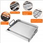 Grille pour barbecue à gaz, grill à dessus plat avec bac à graisse amovible, 61 x 40,6 cm, grille en acier inoxydable antiadhési