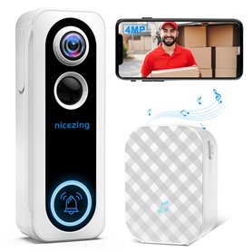 4MP Sonnette sans Fil avec Caméra Compatible avec Alexa