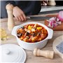 Cocotte ronde en céramique avec couvercle - Passe au four - 23 cm - Blanc