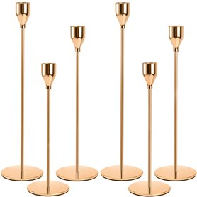 Lot de 6 bougeoirs en Or pour Bougies Coniques