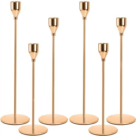 Lot de 6 bougeoirs en Or pour Bougies Coniques