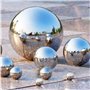 Tiberham Lot de 8 boules creuses réfléchissantes en acier inoxydable pour jardin et maison 42 à 200 mm