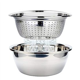 Passoire avec Bol Inox Set Bols à Mélanger Saladier Passoire Métal Préparation de Salades Fruits Pâtes Riz